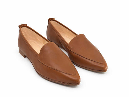Mia Cognac Leather Loafers