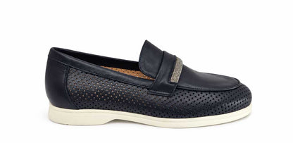 Nerina Navy Italian Loafers