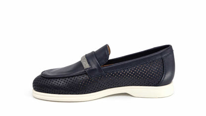 Nerina Navy Italian Loafers