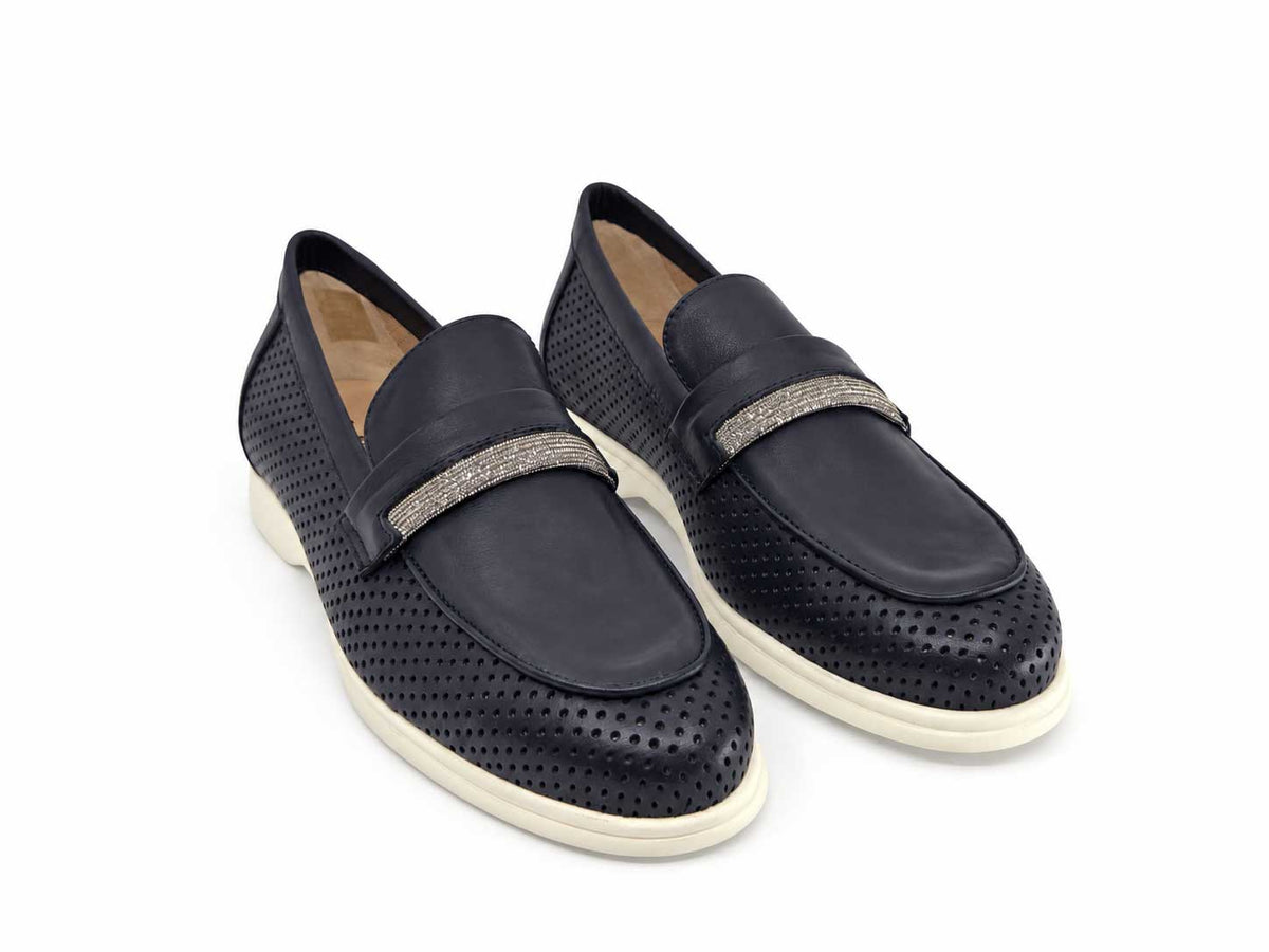 Nerina Navy Italian Loafers