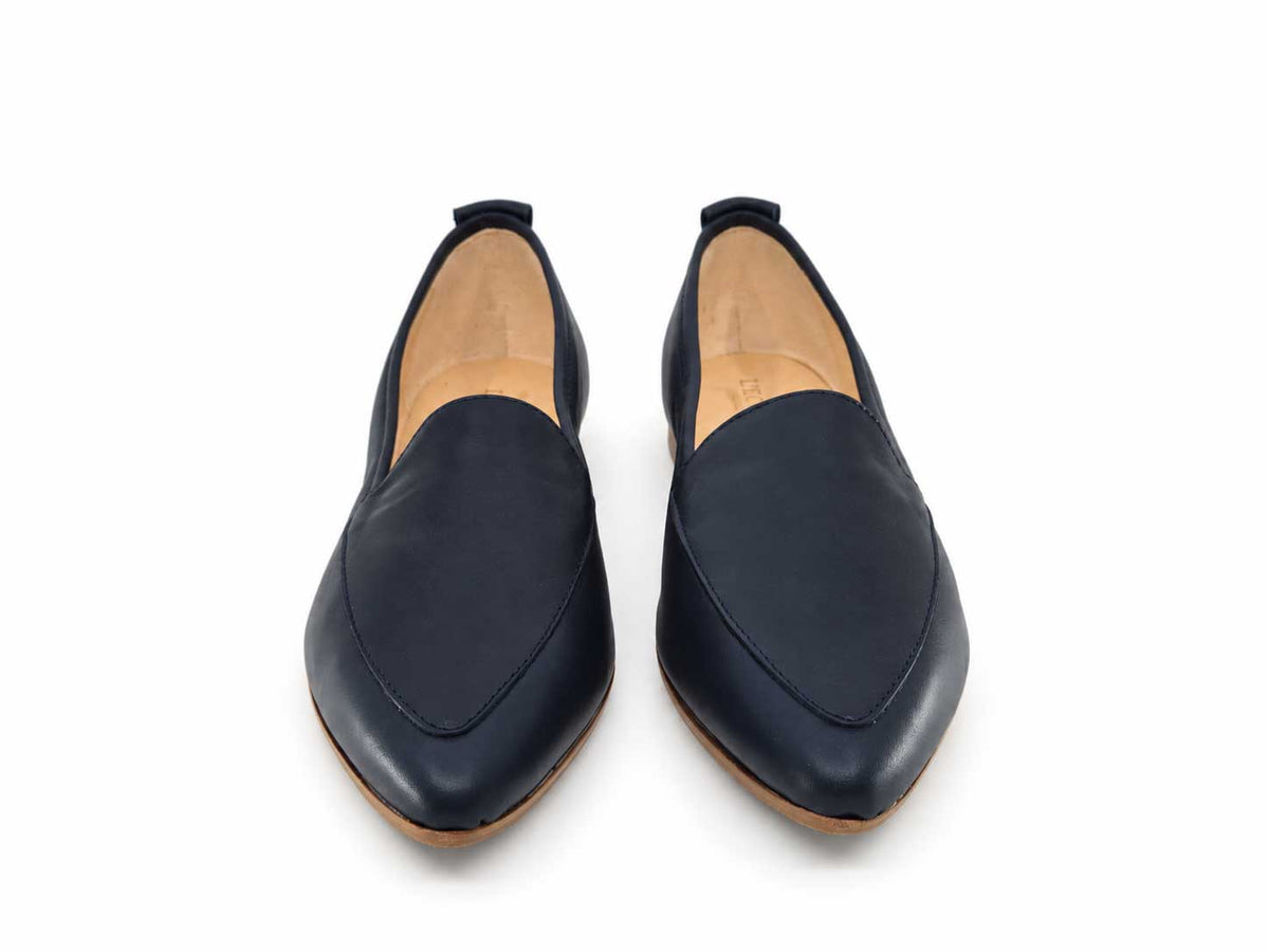 Mia Navy Leather Loafers
