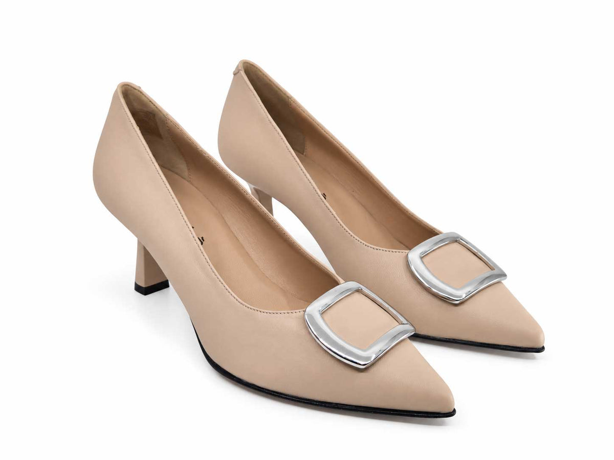 Ottavia Nude Leather Court Shoes