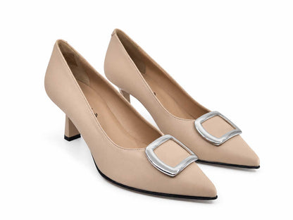 Ottavia Nude Leather Court Shoes