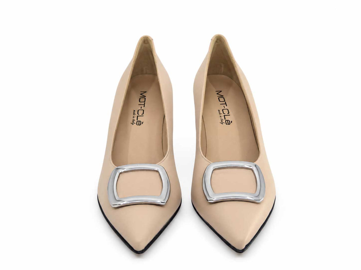 Ottavia Nude Leather Court Shoes