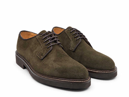 Anselmo Dark Olive Suede Derby Shoes