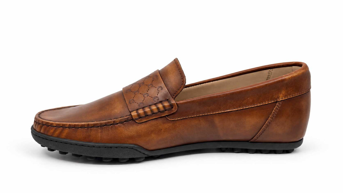 Rinaldo Brown Leather Driving Loafers