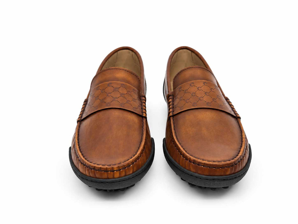 Rinaldo Brown Leather Driving Loafers