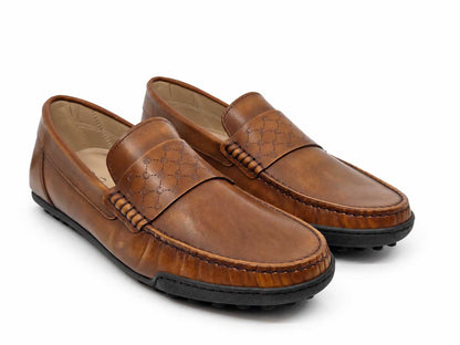 Rinaldo Brown Leather Driving Loafers