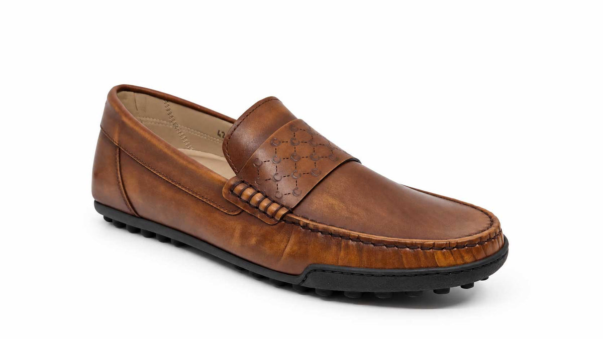 Rinaldo Brown Leather Driving Loafers
