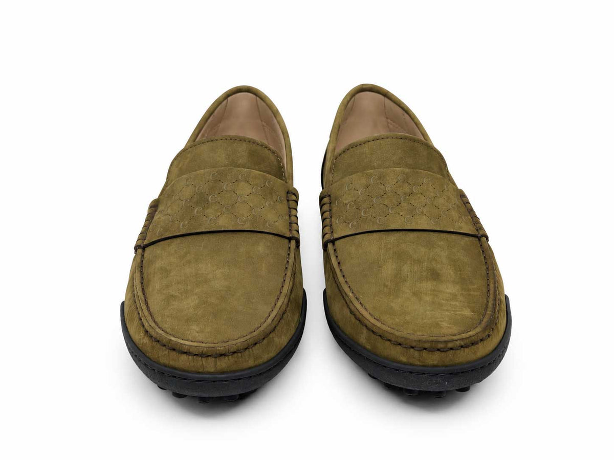 Rinaldo Olive Green Nabuk Leather Loafers