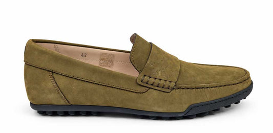 Rinaldo Olive Green Nabuk Leather Loafers