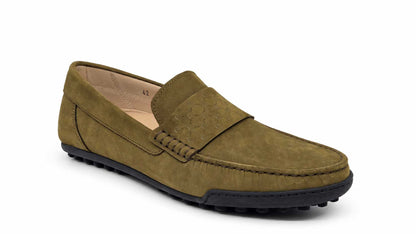 Rinaldo Olive Green Nabuk Leather Loafers
