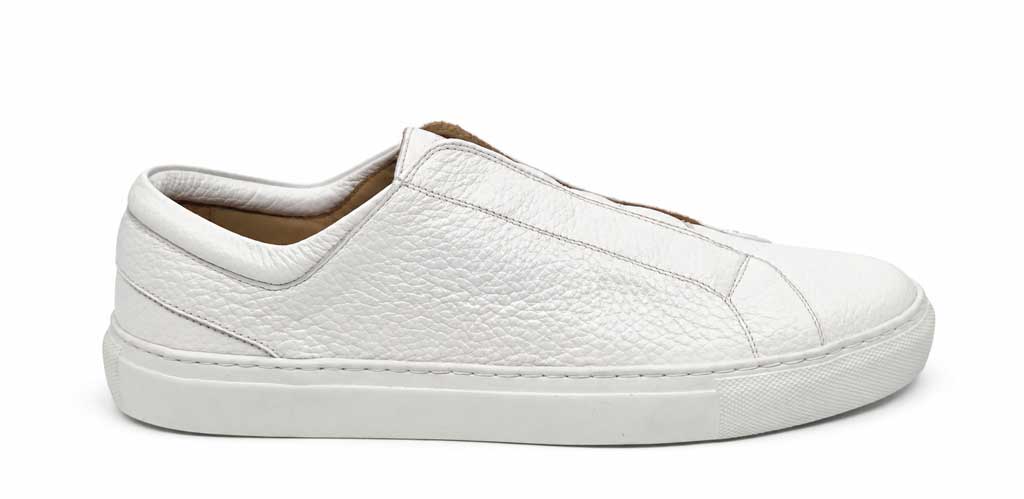 Fabrizio White Leather Slip-On Sneakers