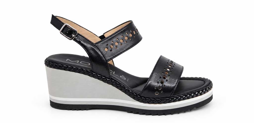 Ginevra Black Wedge Sandals
