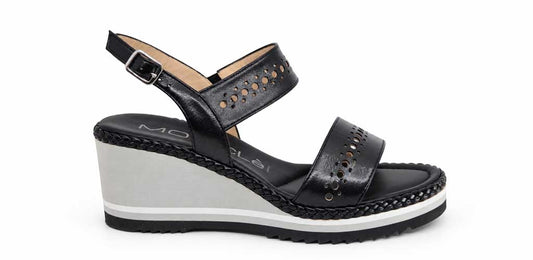 Ginevra Black Wedge Sandals
