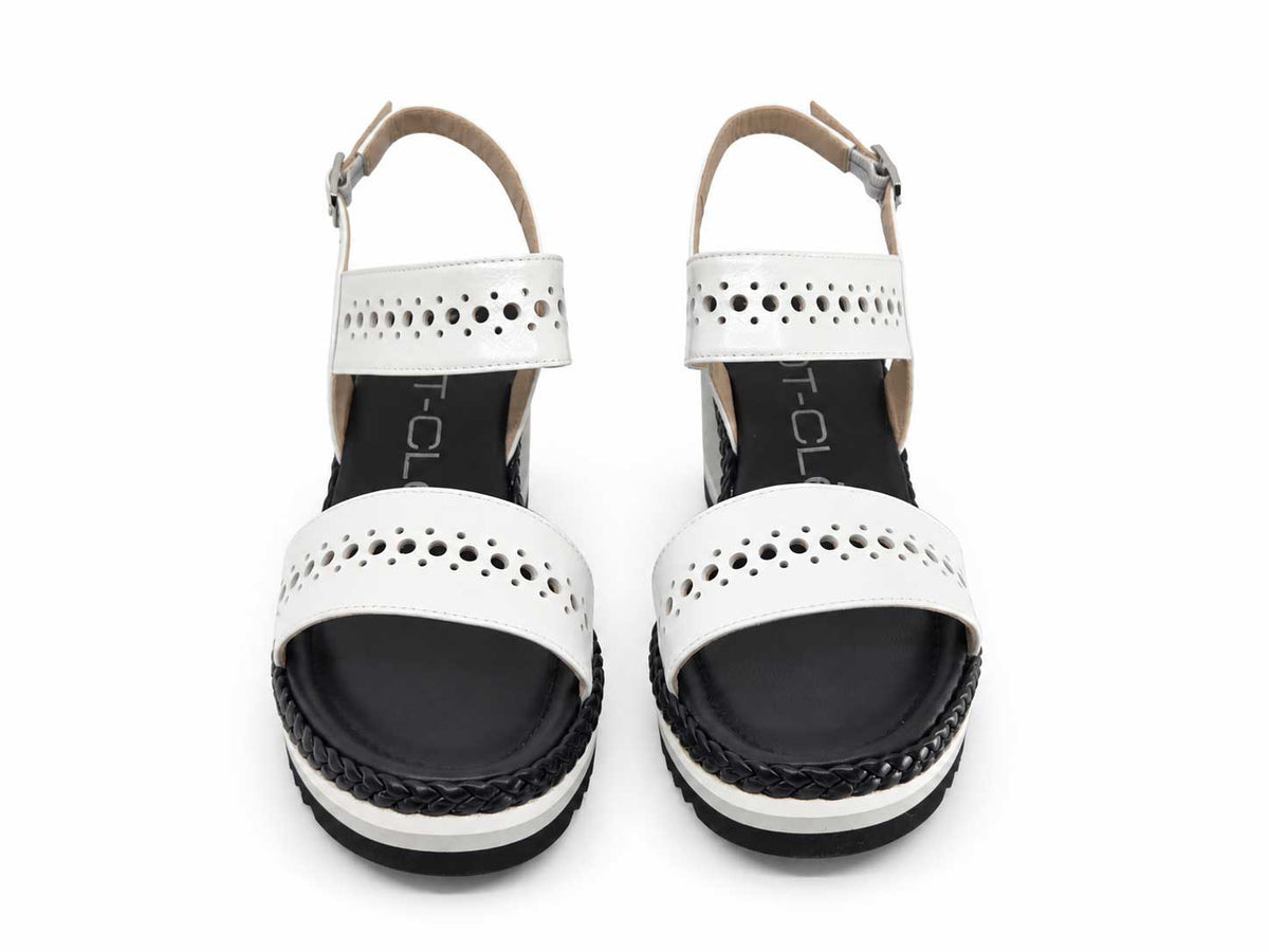 Ginevra White Wedge Sandals
