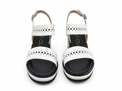 Ginevra White Wedge Sandals