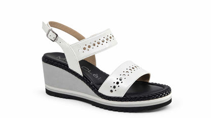 Ginevra White Wedge Sandals