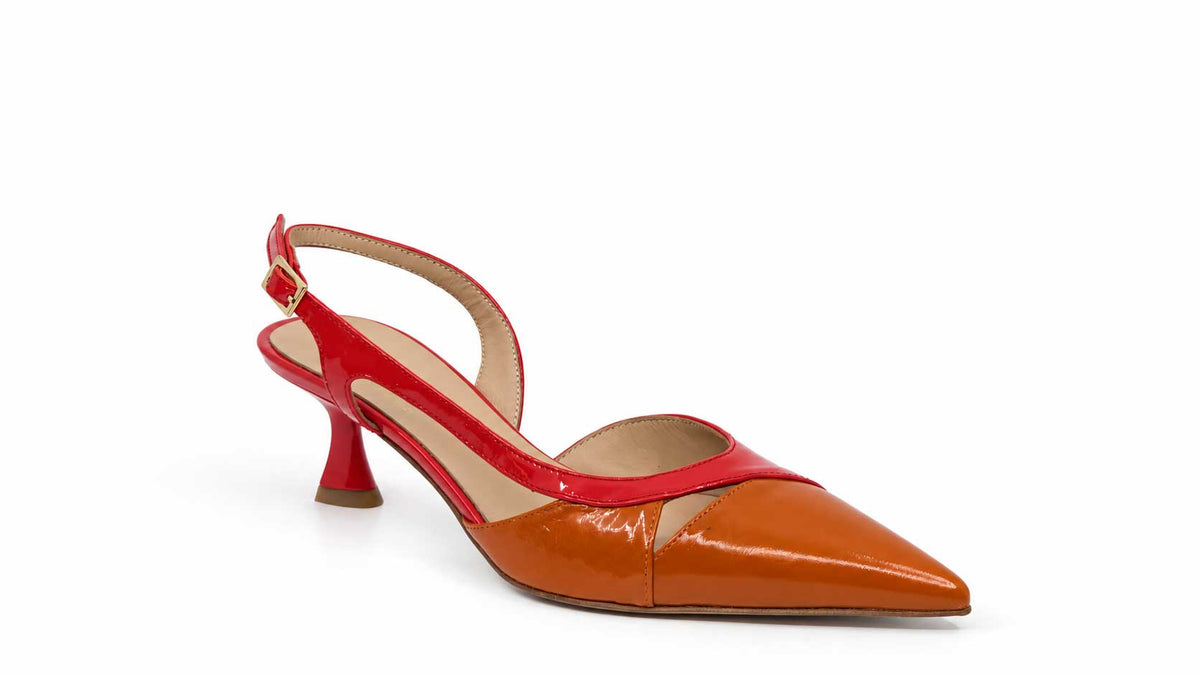 Maristella Orange Red Slingbacks