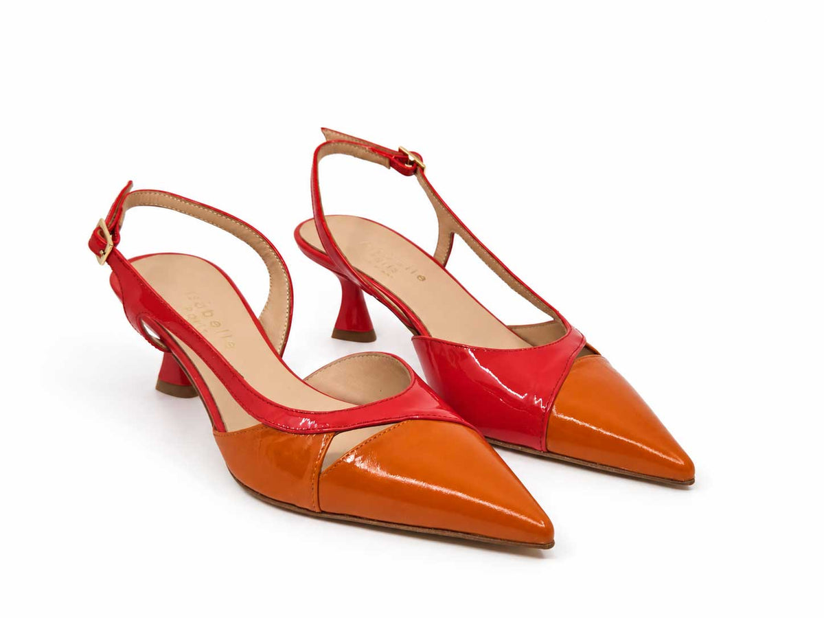 Maristella Orange Red Slingbacks