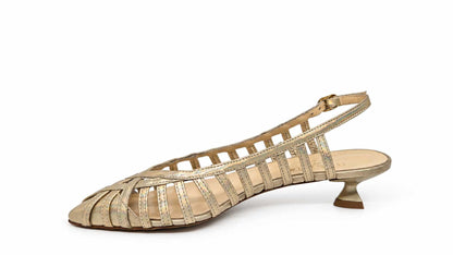 Fiordalisa Gold Leather Slingbacks