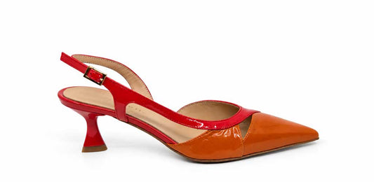 Maristella Orange Red Slingbacks