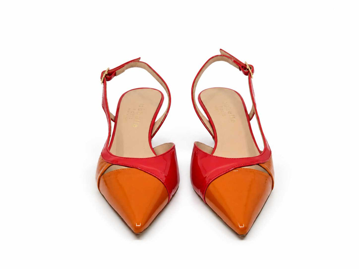 Maristella Orange Red Slingbacks