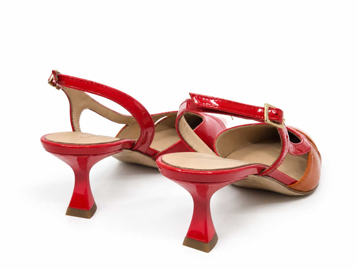 Maristella Orange Red Slingbacks