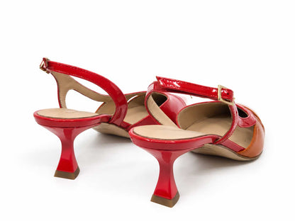 Maristella Orange Red Slingbacks