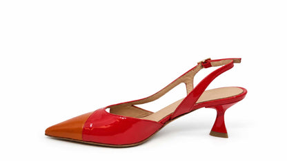 Maristella Orange Red Slingbacks