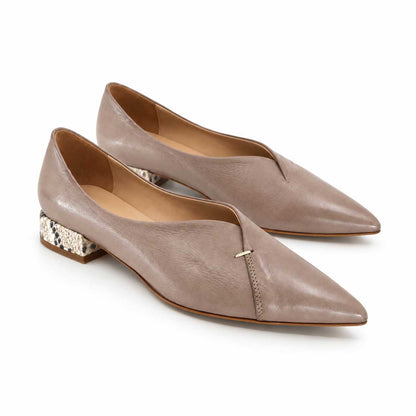 Camilla Womens Taupe Leather Flats