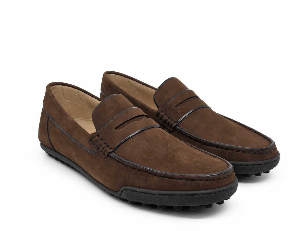 Riccardo Dark Brown Nabuk Leather Loafers
