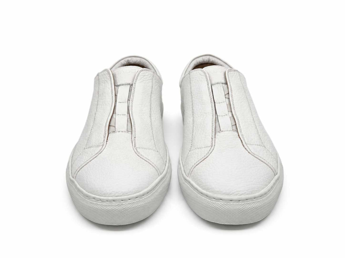 Fabrizio White Leather Slip-On Sneakers