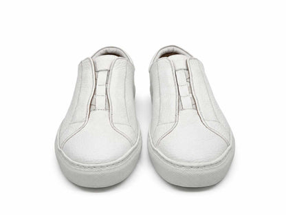 Fabrizio White Leather Slip-On Sneakers