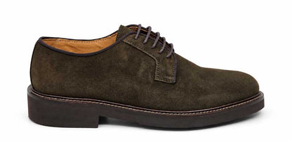 Anselmo Dark Olive Suede Derby Shoes