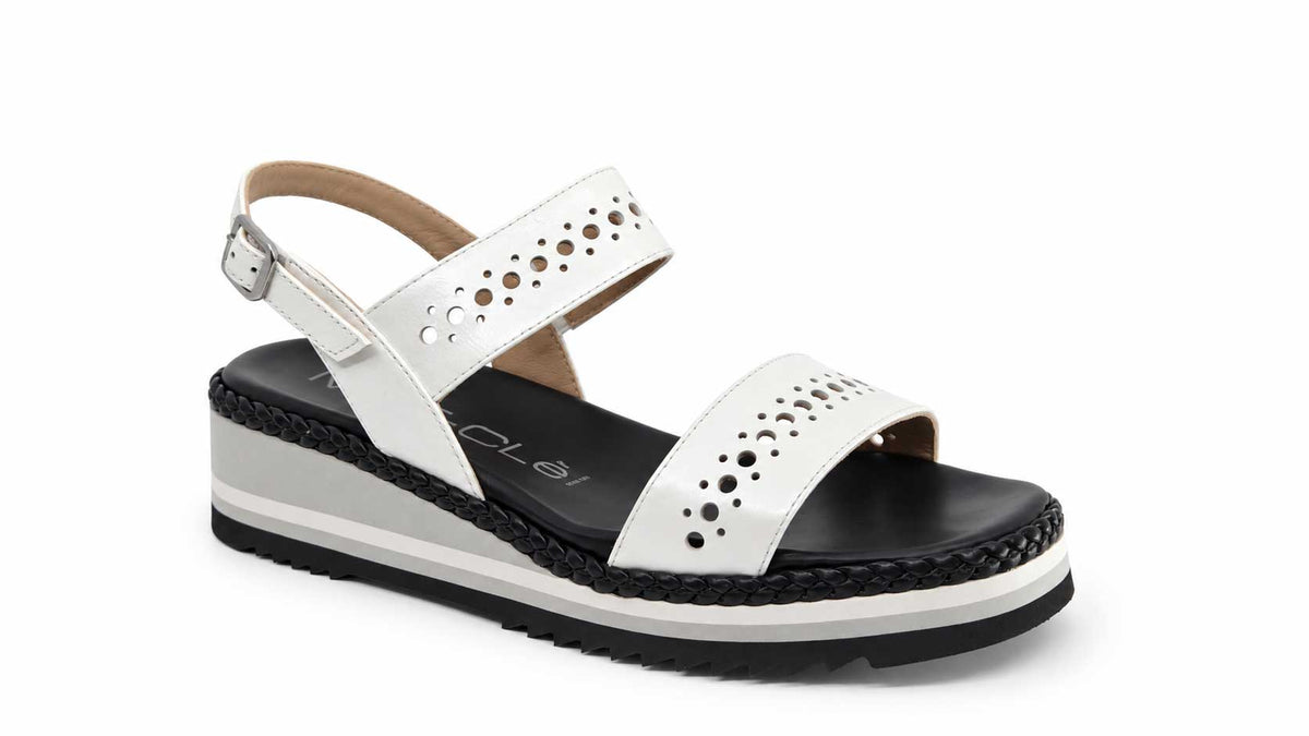 Mariella White Wedge Sandals