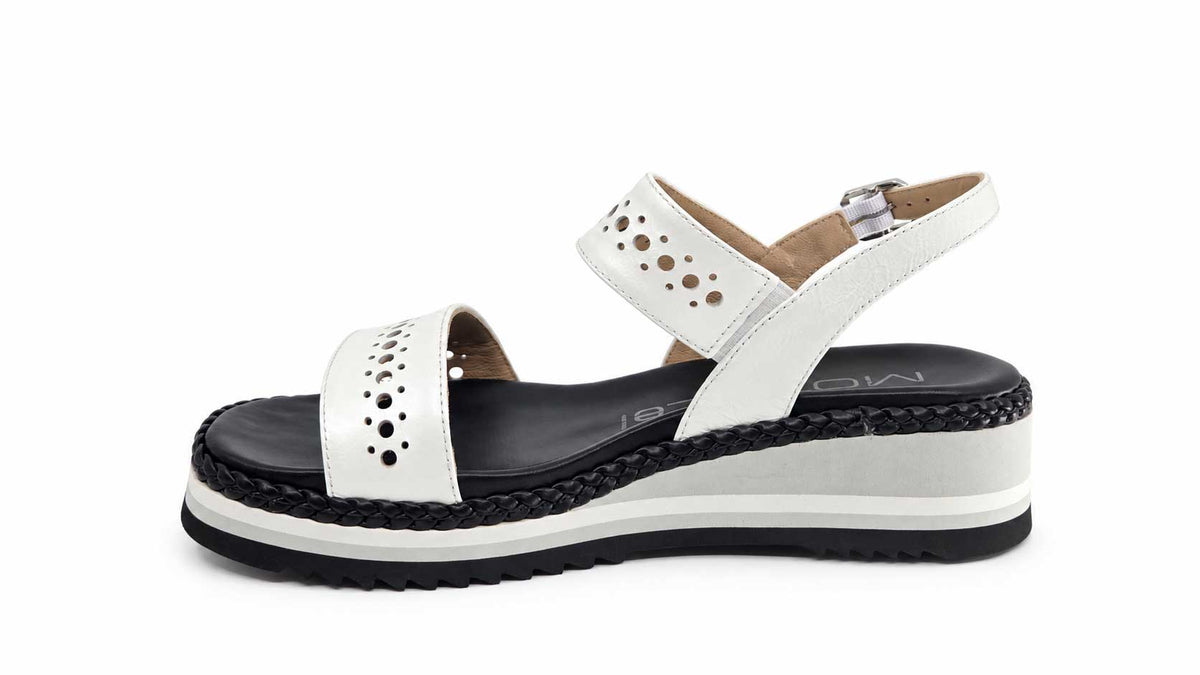 Mariella White Wedge Sandals
