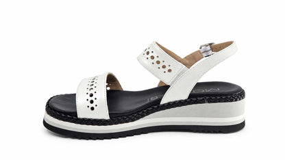 Mariella White Wedge Sandals
