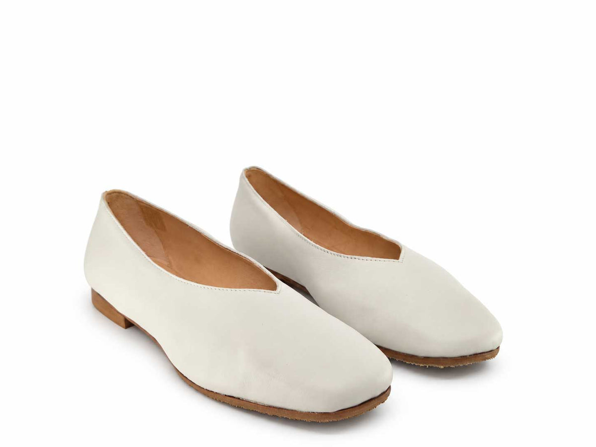 Alba Cream Leather Ballet Flats