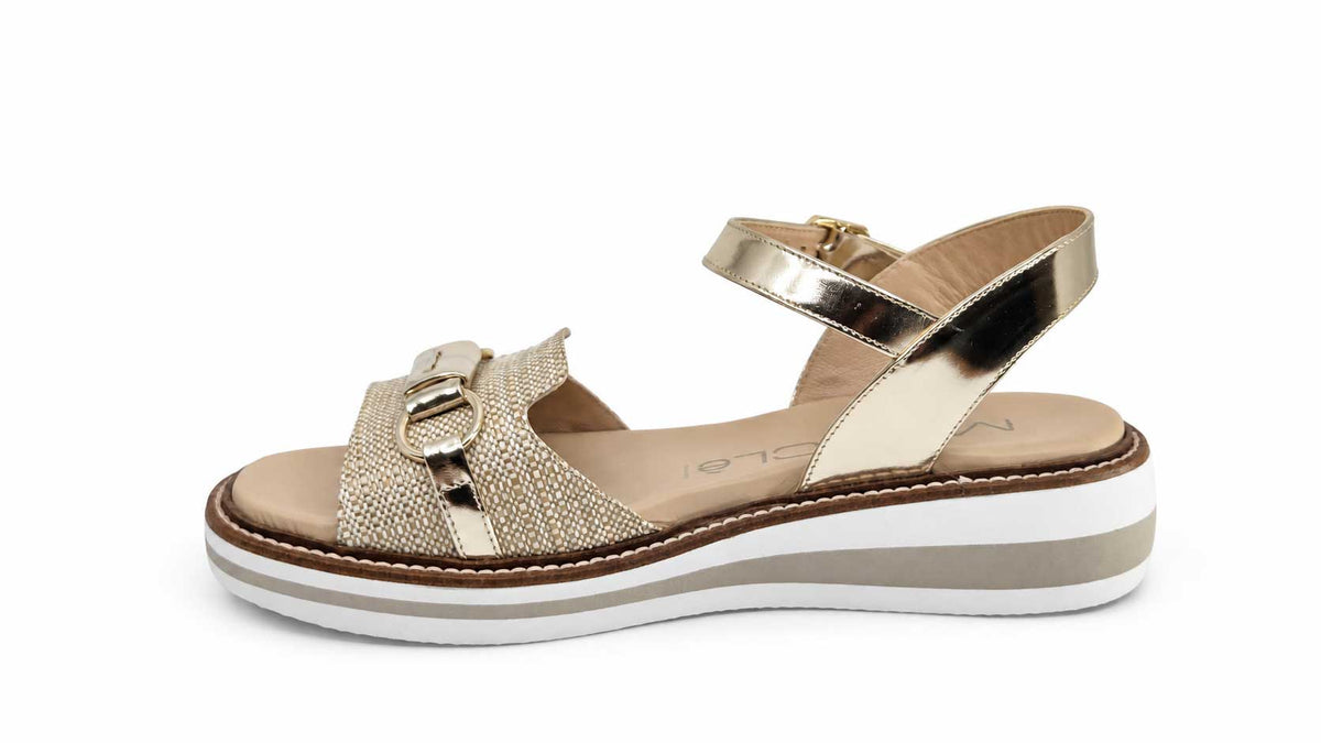 Evelina Gold Wedge Sandals