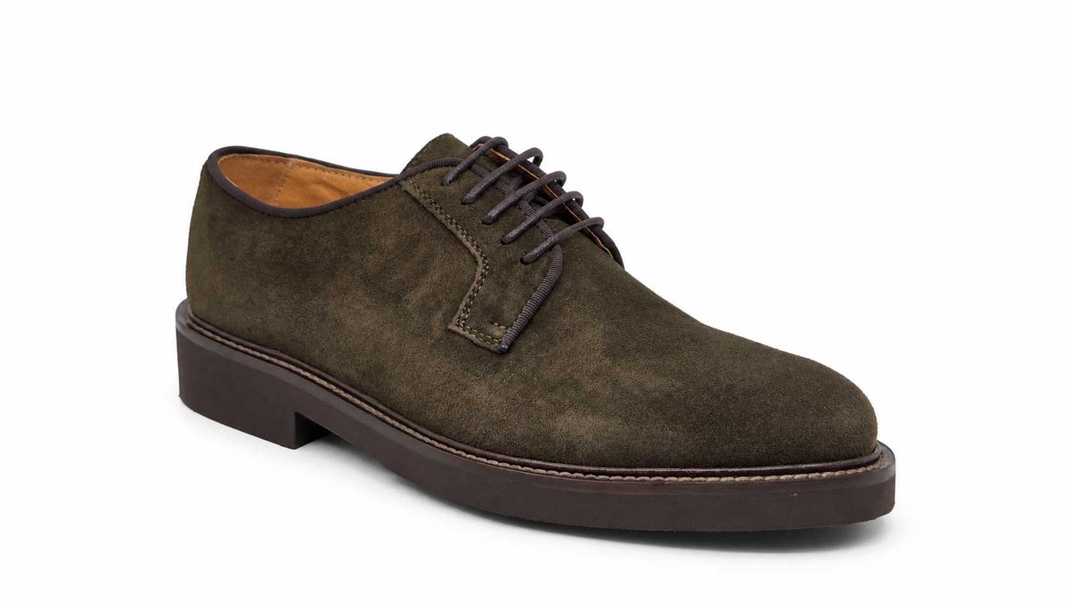Anselmo Dark Olive Suede Derby Shoes