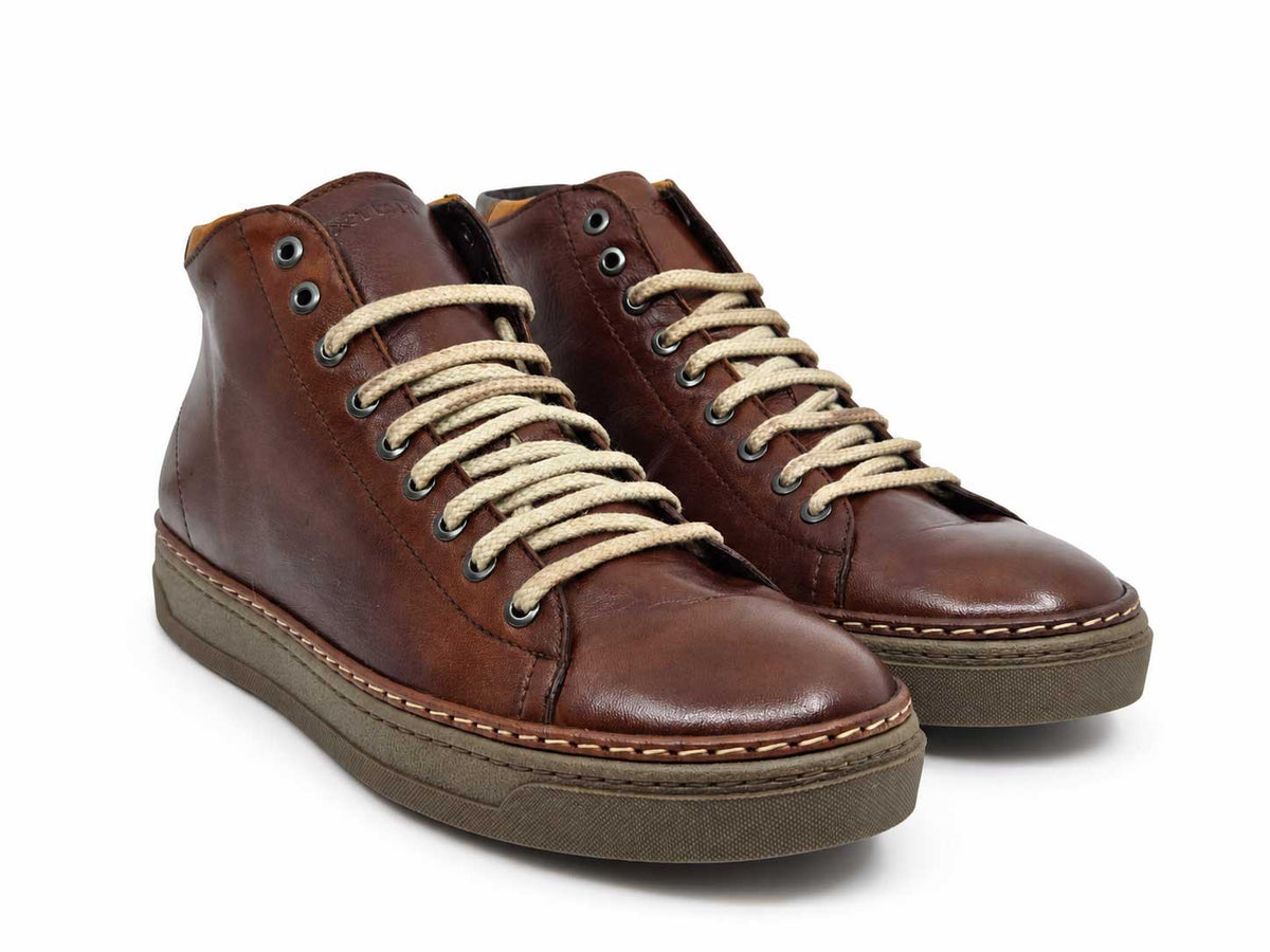 Beniamino Brown High-Top Sneakers