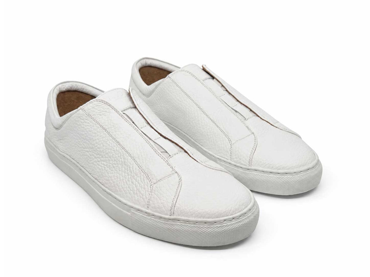 Fabrizio White Leather Slip-On Sneakers