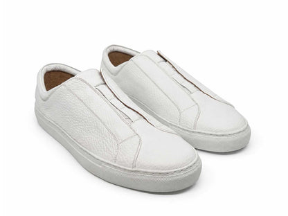 Fabrizio White Leather Slip-On Sneakers