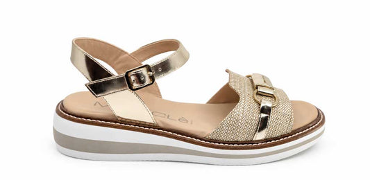 Evelina Gold Wedge Sandals