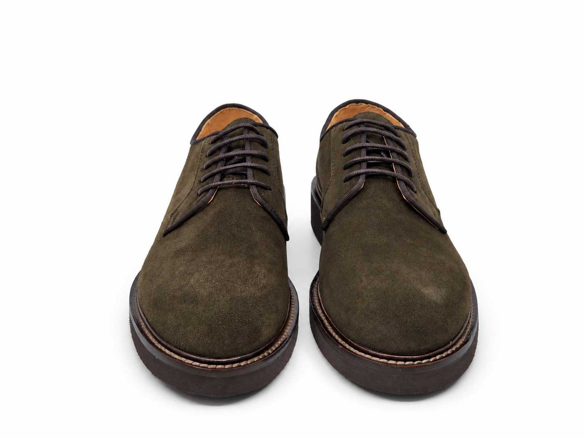 Anselmo Dark Olive Suede Derby Shoes