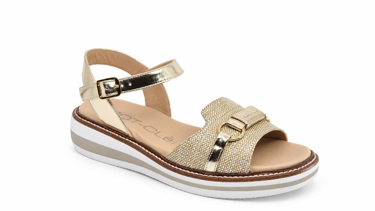 Evelina Gold Wedge Sandals