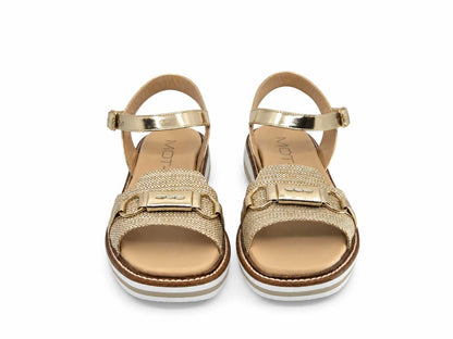 Evelina Gold Wedge Sandals