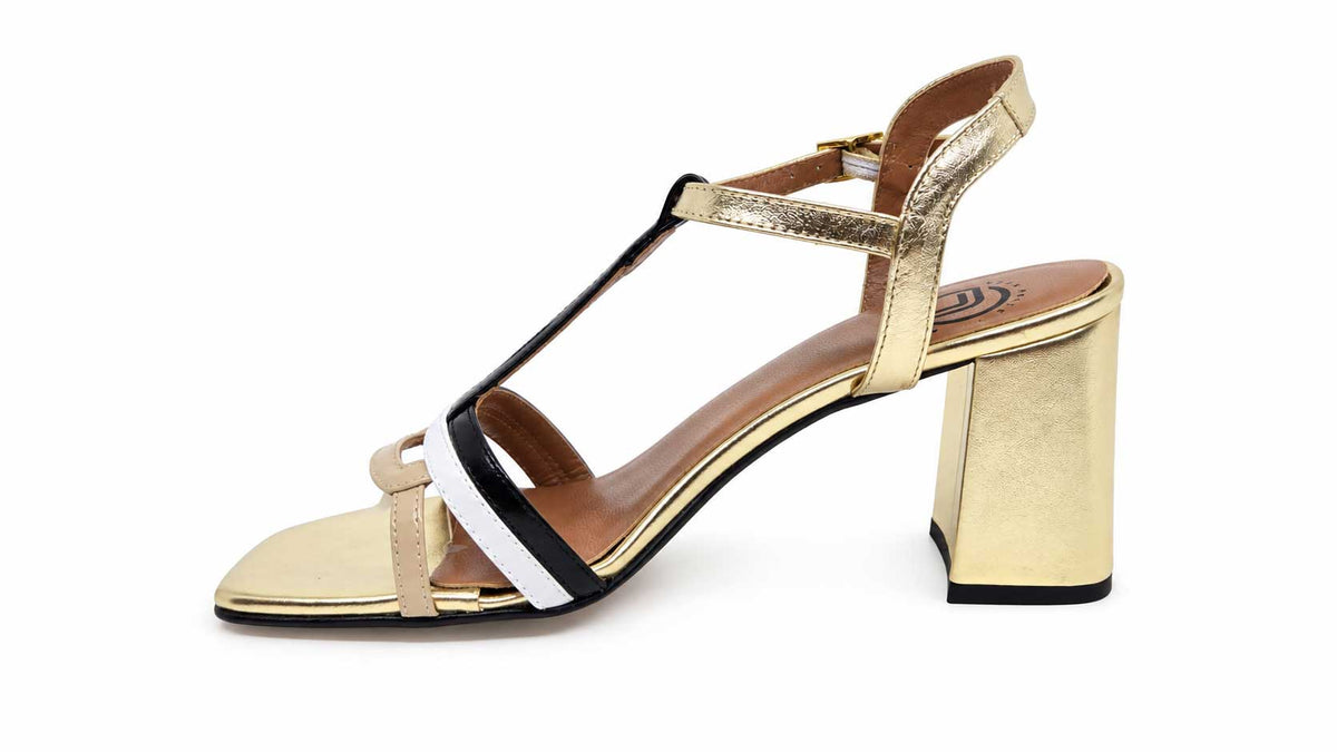 Fiamma Gold T-Bar Sandals