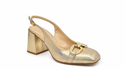 Fioralba Gold Leather Slingbacks